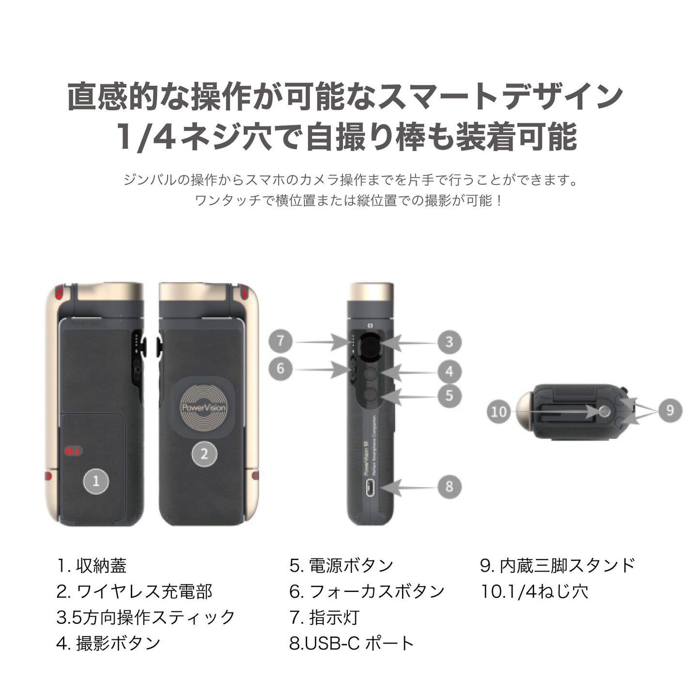 スマホ ジンバル PowerVision S1 Explorer版
