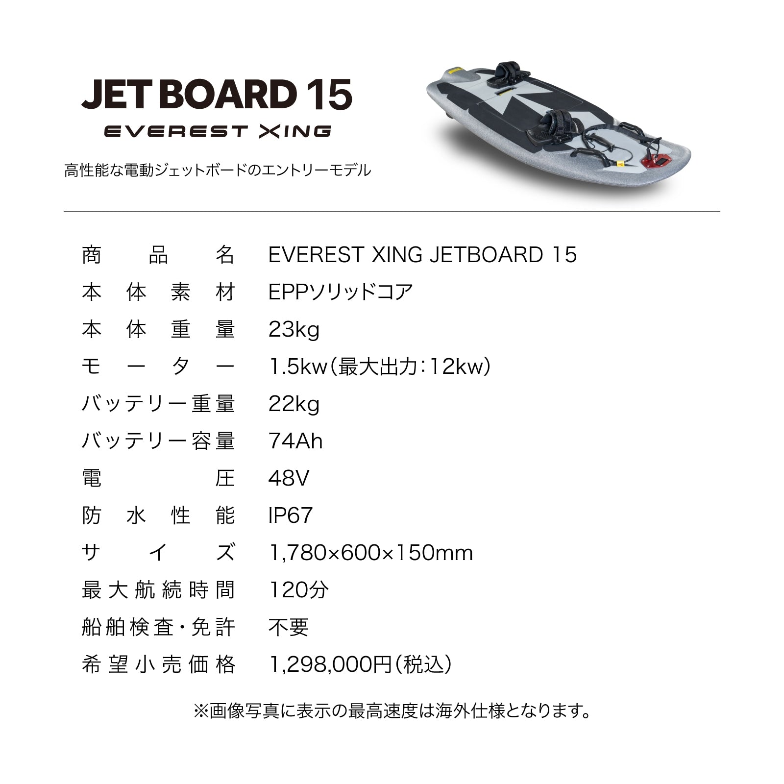 電動ジェットボード EVEREST XING JETBOARD 15 – マイクロモビリティ