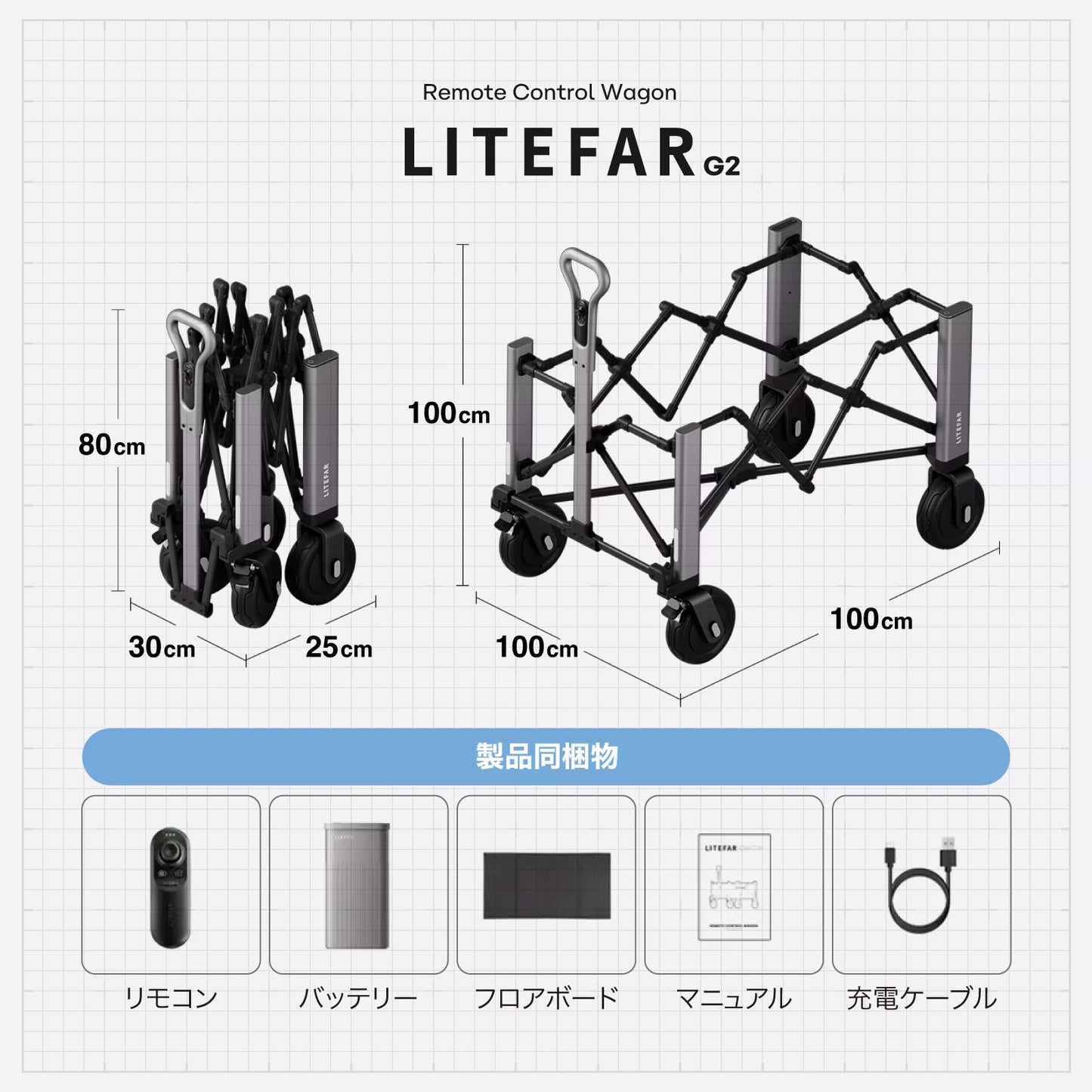 LITEFAR G2｜リモコン式 電動キャリーワゴン(オールインワンセット)