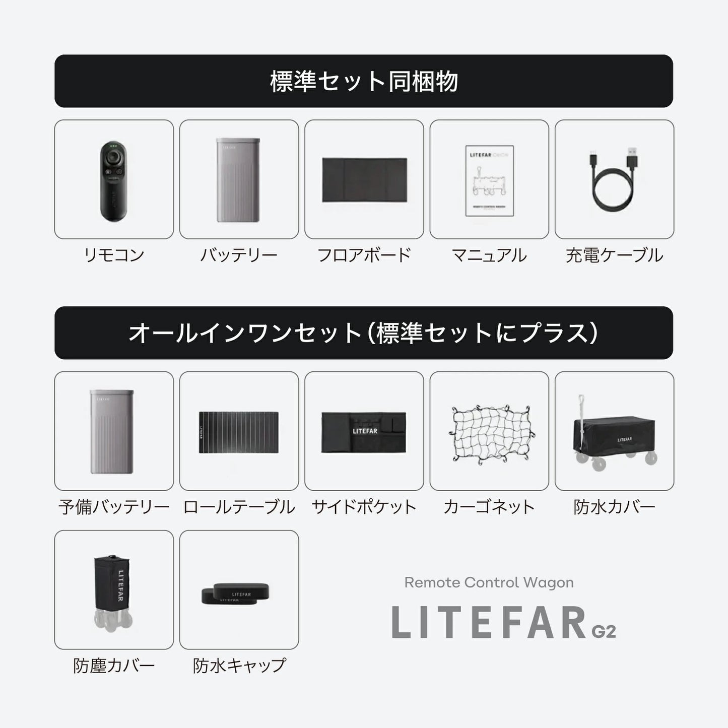 LITEFAR G2｜リモコン式 電動キャリーワゴン(オールインワンセット)
